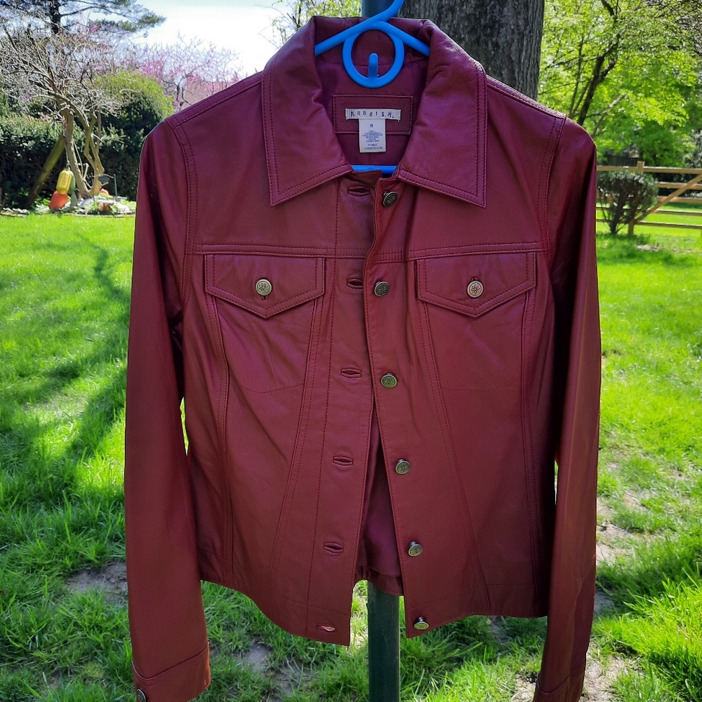 NWT Rubbish Genuine Leather Maroon Jacket
